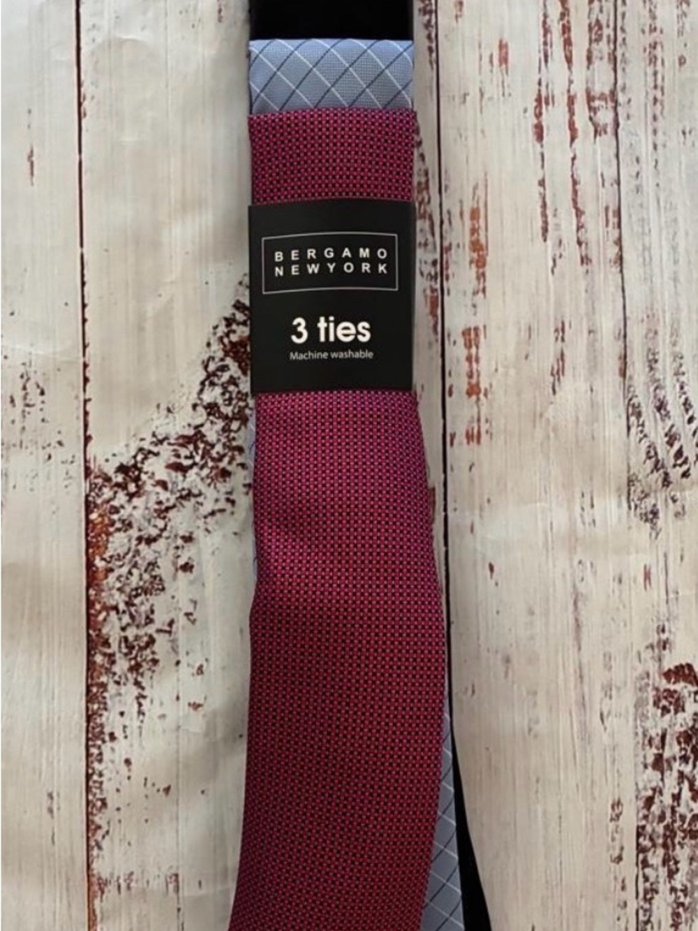 Bergamo New York Men's 3-Tie Set - Raspberry Pink & Light Blue